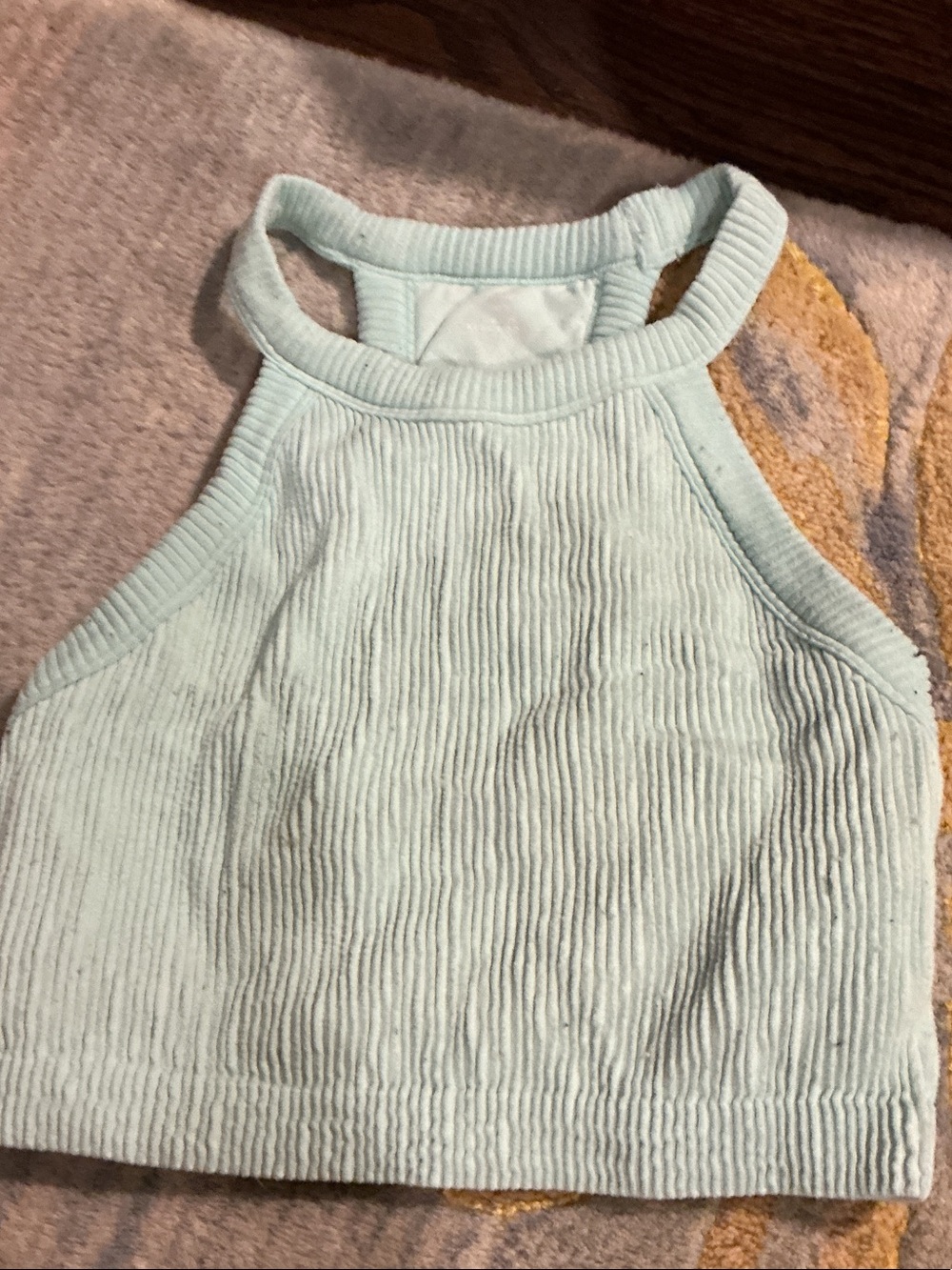 aerie Mint Ribbed Halter Crop Top